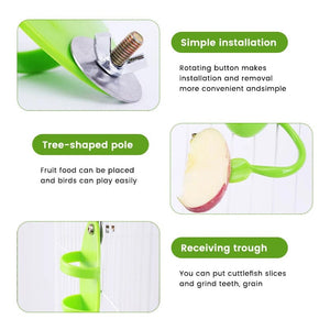 Planet Gates Green Parrot Food Feeder Bird Perching Frame Fun Bird Cage Feeder Parrot Feeding Toy Plastic Pet Feeding Supplies Parrot Feeding Toy