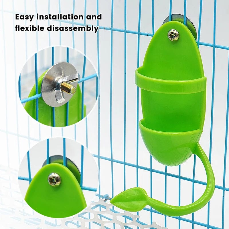 Planet Gates Green Parrot Food Feeder Bird Perching Frame Fun Bird Cage Feeder Parrot Feeding Toy Plastic Pet Feeding Supplies Parrot Feeding Toy