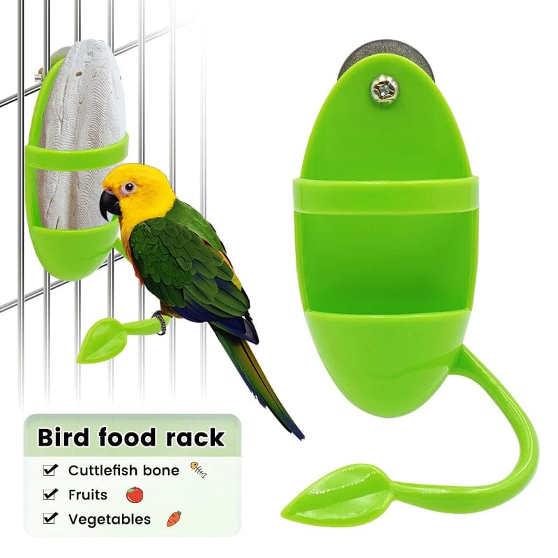 Planet Gates Green Parrot Food Feeder Bird Perching Frame Fun Bird Cage Feeder Parrot Feeding Toy Plastic Pet Feeding Supplies Parrot Feeding Toy