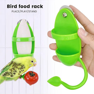 Planet Gates Green Parrot Food Feeder Bird Perching Frame Fun Bird Cage Feeder Parrot Feeding Toy Plastic Pet Feeding Supplies Parrot Feeding Toy