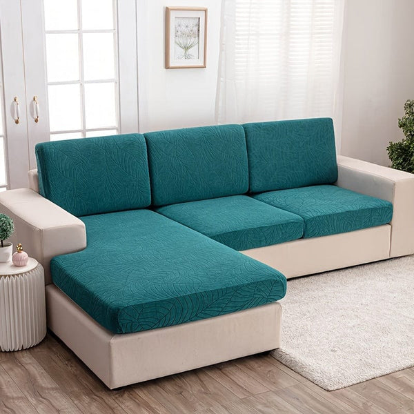 Planet Gates Green / Plus S (1-Seater) Waterproof Jacquard Sofa Cover Large Leaf Design Retractable Washable Durable Elastic Slipcover for All Seasons Universal Modern Home Decor Furniture Protector