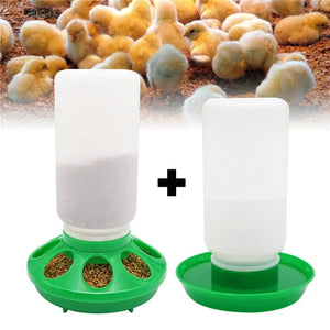 Planet Gates Green Poultry New Thickened Feeder and Drinker Water Food Dispenser Automatic Chicken Birds Chick Waterer Feeding Bucket Container 1L