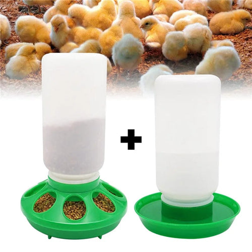Planet Gates Green Poultry New Thickened Feeder and Drinker Water Food Dispenser Automatic Chicken Birds Chick Waterer Feeding Bucket Container 1L