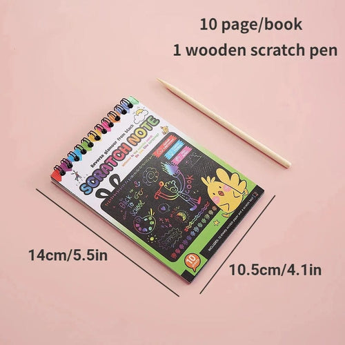 Planet Gates Green Rainbow Magic Scratch Off Paper Set for Kids Arts Scraping Painting Toy Children DIY Graffiti Book Montessori Educational Toys