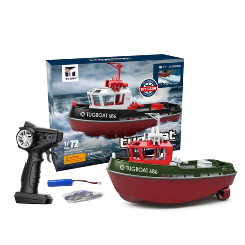 Planet Gates Green RC Tugboat 2.4G Remote Control Ship Dual Motor Power Proportionally Adjustable Steering Sealed Waterproof Structure Speed Boat