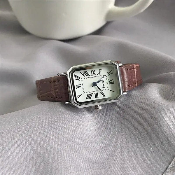 Planet Gates green Retro Watches Classic Casual Quartz Dial Leather Strap Band Rectangle Clock Fashionable Wrist Watches for Women Wrist Watch