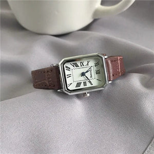 Planet Gates green Retro Watches Classic Casual Quartz Dial Leather Strap Band Rectangle Clock Fashionable Wrist Watches for Women Wrist Watch