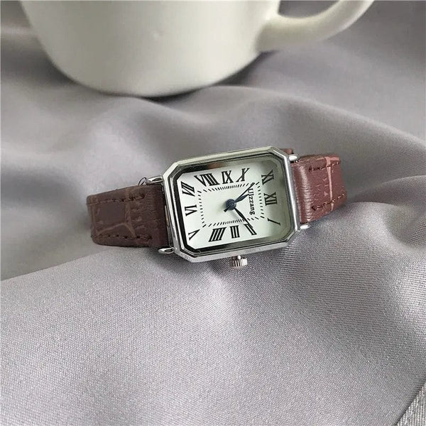 Planet Gates green Retro Watches Classic Casual Quartz Dial Leather Strap Band Rectangle Clock Fashionable Wrist Watches for Women Wrist Watch