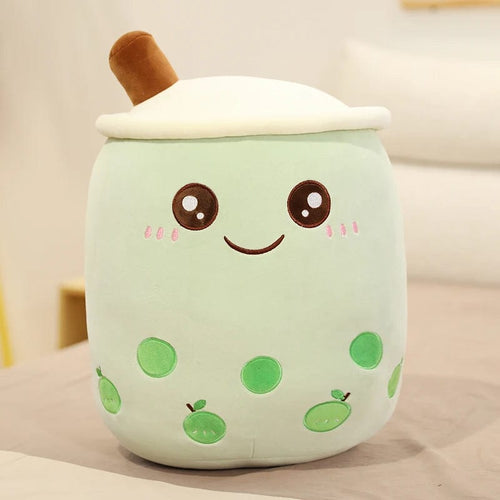Planet Gates green rounf / 50cm New Arrival Cartoon Fruit Bubble Tea Cup Plush Toys Real Life Boba Food With Suction Pillow Stuffed Soft Hug Cushion Decor