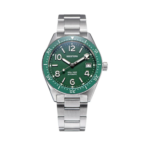 Planet Gates Green S434 Diver Watch Men Automatic NH35A Movement BGW9 Luminous Mechanical Wristwatches 20ATM Waterproof Sapphire Deployment Buckle