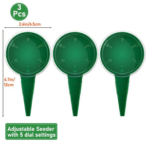 Planet Gates Green Seeder Set A Mini Sowing Seed Dispenser Manual Sower Seed Spreader Handheld Seed Planter Tool 5 Different Settings Hand Seeder with 2 Transpl