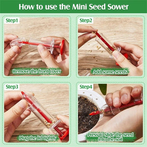 Planet Gates Green Seeder Set A Mini Sowing Seed Dispenser Manual Sower Seed Spreader Handheld Seed Planter Tool 5 Different Settings Hand Seeder with 2 Transpl