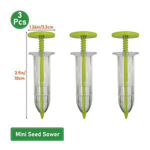 Planet Gates Green Seeder Set A Mini Sowing Seed Dispenser Manual Sower Seed Spreader Handheld Seed Planter Tool 5 Different Settings Hand Seeder with 2 Transpl