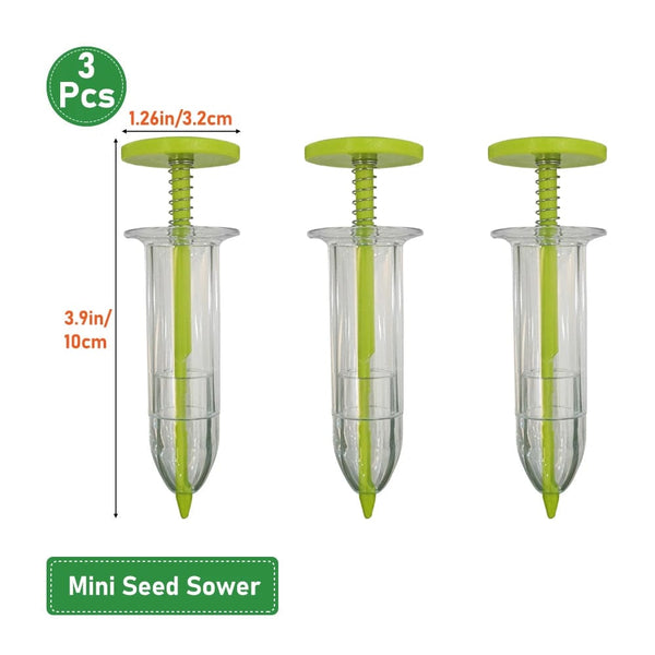 Planet Gates Green Seeder Set A Mini Sowing Seed Dispenser Manual Sower Seed Spreader Handheld Seed Planter Tool 5 Different Settings Hand Seeder with 2 Transpl