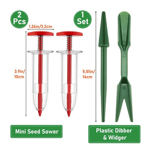 Planet Gates Green Seeder Set A Mini Sowing Seed Dispenser Manual Sower Seed Spreader Handheld Seed Planter Tool 5 Different Settings Hand Seeder with 2 Transpl