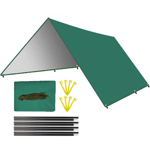 Planet Gates Green Set / 3m x 5m Waterproof Camping Tarp Sunshade UV Protection Lightweight Outdoor Adventure Hiking Camping Backpacking Picnic Tent Tarp