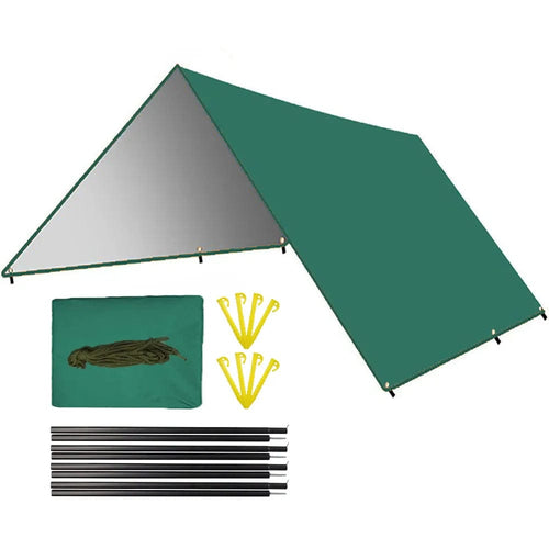 Planet Gates Green Set / 3m x 5m Waterproof Camping Tarp Sunshade UV Protection Lightweight Outdoor Adventure Hiking Camping Backpacking Picnic Tent Tarp