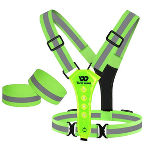 Planet Gates Green Sets / CHINA WEST BIKING Cycling Reflective Safety Vest Electric Scooter Flashing Vest USB Rechargeable LED Vest Running Jogging Fishing