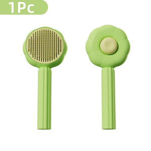 Planet Gates Green Sunflower Pet Grooming Needle Brush Magic Massage Comb Hair Remover Pets General Supplies with Pet Nail Clippers For Cat Dog Cleaning Care