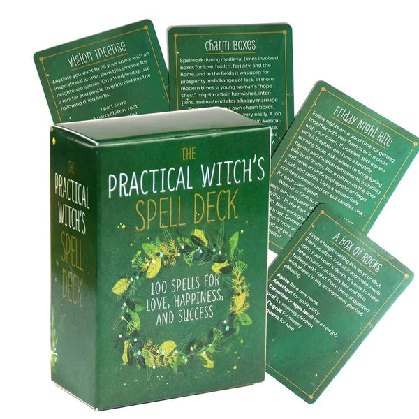 Planet Gates green The Practical Witch Spell Deck Tarot Cards Laser Magic English Vision Board Games For Fate Divination Party Playing Oracle Deck
