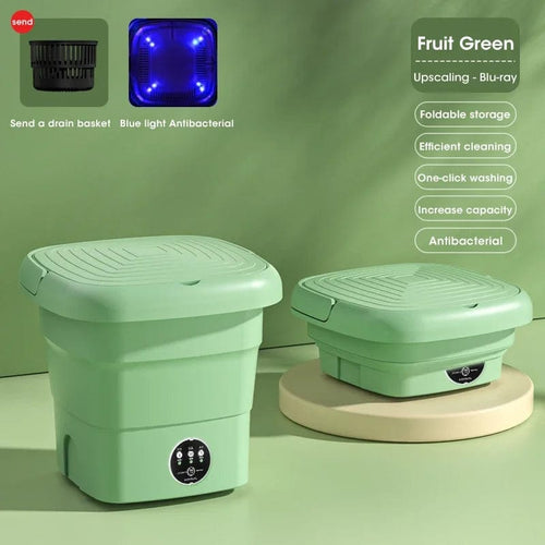 Planet Gates Green / UK Folding Washing Machine Clothes Sock Barrel Washing Machine Centrifuge Mini Underwear Portable Washing Machine for Dehydration