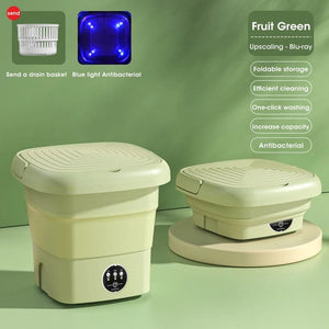 Planet Gates Green / us Portable Washing Machine Folding 4.5L Capacity Clothes Spin Dryer Bucket Travel Underwear Socks Ultrasonic Mini Washer