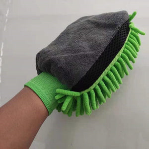 Planet Gates Green Waterproof Car Wash Microfiber Chenille Gloves Thick Car Cleaning Mitt Wax Detailing Brush Auto Care Double-faced Glove