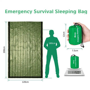 Planet Gates Green Waterproof Lightweight Thermal Emergency Sleeping Bag Bivy Sack - Survival Blanket Bags Camping, Hiking, Outdoor, Activities