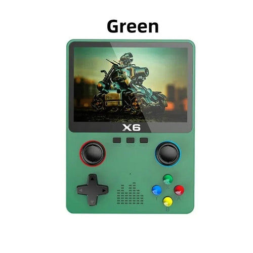Planet Gates Green X6 3.5Inch IPS Screen Handheld Game Player Dual Joystick 11 Simulators GBA Video Game Console for Kids Gifts