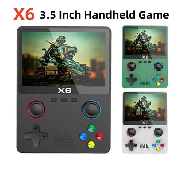 Planet Gates Green X6 3.5Inch IPS Screen Handheld Game Player Dual Joystick 11 Simulators GBA Video Game Console for Kids Gifts