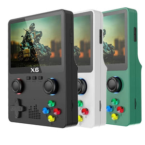 Planet Gates Green X6 3.5Inch IPS Screen Handheld Game Player Dual Joystick 11 Simulators GBA Video Game Console for Kids Gifts