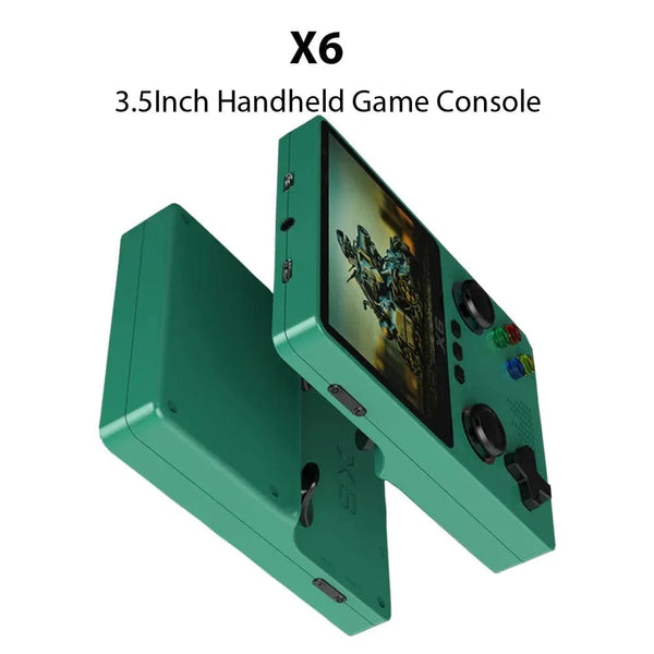 Planet Gates Green X6 3.5Inch IPS Screen Handheld Game Player Dual Joystick 11 Simulators GBA Video Game Console for Kids Gifts