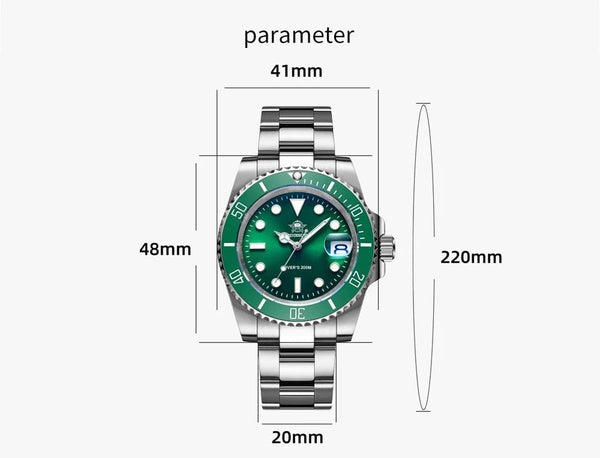 Planet Gates greenblack steel ADDIESDIVE Stainless Steel Watch Men's European and American Business Leisure Quartz Watch Waterproof Outdoor Sports Watch
