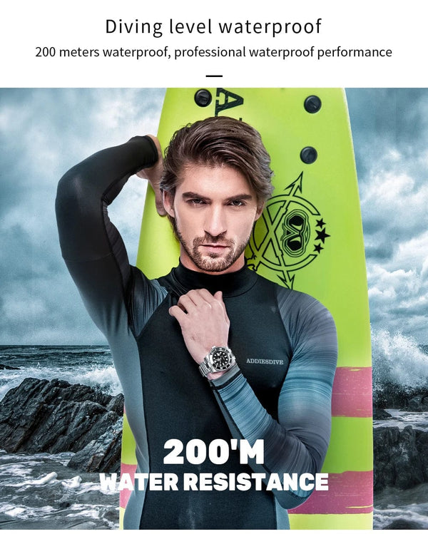 Planet Gates greenblack steel ADDIESDIVE Stainless Steel Watch Men's European and American Business Leisure Quartz Watch Waterproof Outdoor Sports Watch