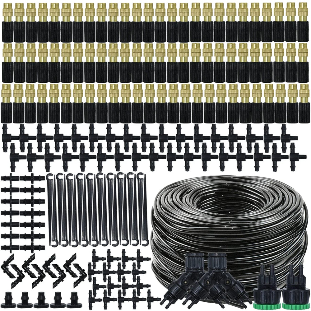 Planet Gates Greenhouse Garden 10-50M Automatic Drip Watering Irrigation Kit System 1/4'' 4/7mm Hose Brass Mist Nozzles for Lawn Pot Flower