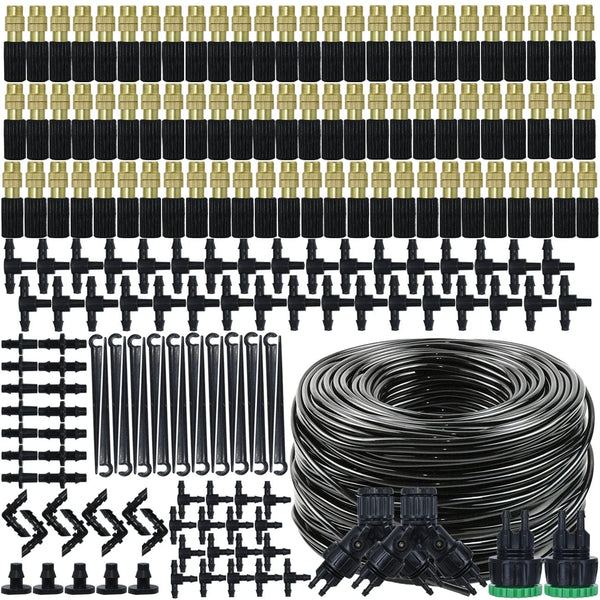 Planet Gates Greenhouse Garden 10-50M Automatic Drip Watering Irrigation Kit System 1/4'' 4/7mm Hose Brass Mist Nozzles for Lawn Pot Flower