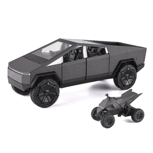 Planet Gates Grey 1:24 Cybertruck Model Silver Pickup Truck Diecast Metal Toy Cars with Sound and Light for Kids Age 3 Year