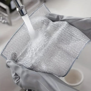 Planet Gates Grey (10 Pcs) 10 Pcs Silvery Cleaning Cloth, Dish Towel Reusable Non Stick Oil Dishcloth Pot Strong Rust Removal, Replacement Of Steel Wire Balls Rag, Multipurpose Wire Dishwashing Rags