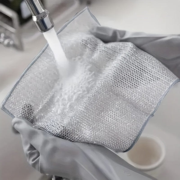 Planet Gates Grey (10 Pcs) 10 Pcs Silvery Cleaning Cloth, Dish Towel Reusable Non Stick Oil Dishcloth Pot Strong Rust Removal, Replacement Of Steel Wire Balls Rag, Multipurpose Wire Dishwashing Rags