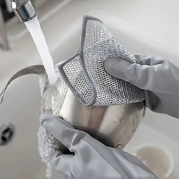 Planet Gates Grey (10 Pcs) 10 Pcs Silvery Cleaning Cloth, Dish Towel Reusable Non Stick Oil Dishcloth Pot Strong Rust Removal, Replacement Of Steel Wire Balls Rag, Multipurpose Wire Dishwashing Rags