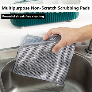 Planet Gates Grey (10 Pcs) 10 Pcs Silvery Cleaning Cloth, Dish Towel Reusable Non Stick Oil Dishcloth Pot Strong Rust Removal, Replacement Of Steel Wire Balls Rag, Multipurpose Wire Dishwashing Rags
