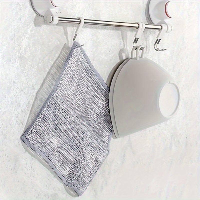 Planet Gates Grey (10 Pcs) 10 Pcs Silvery Cleaning Cloth, Dish Towel Reusable Non Stick Oil Dishcloth Pot Strong Rust Removal, Replacement Of Steel Wire Balls Rag, Multipurpose Wire Dishwashing Rags