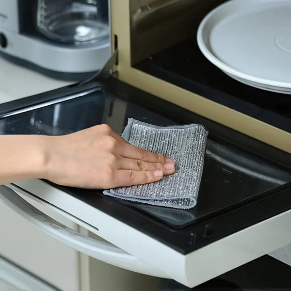 Planet Gates Grey (10 Pcs) 10 Pcs Silvery Cleaning Cloth, Dish Towel Reusable Non Stick Oil Dishcloth Pot Strong Rust Removal, Replacement Of Steel Wire Balls Rag, Multipurpose Wire Dishwashing Rags