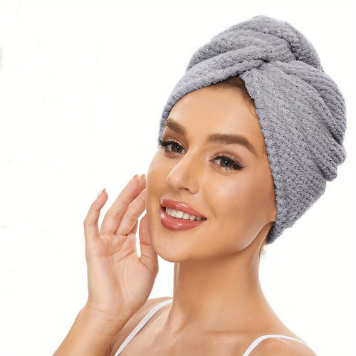 Planet Gates grey 1pc Absorbent Household Hair Drying Towel For All Hairstyles, Quick-drying Hair Turban - Perfect For Mom Wife Girlfriend
