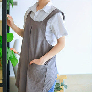 Planet Gates grey 1pc, Apron, Korean Style Simple Retro Pastoral Apron, Double Shoulder Free Lace-up Women's Apron, Household Comfort Cover Up, Kitchen Supplies