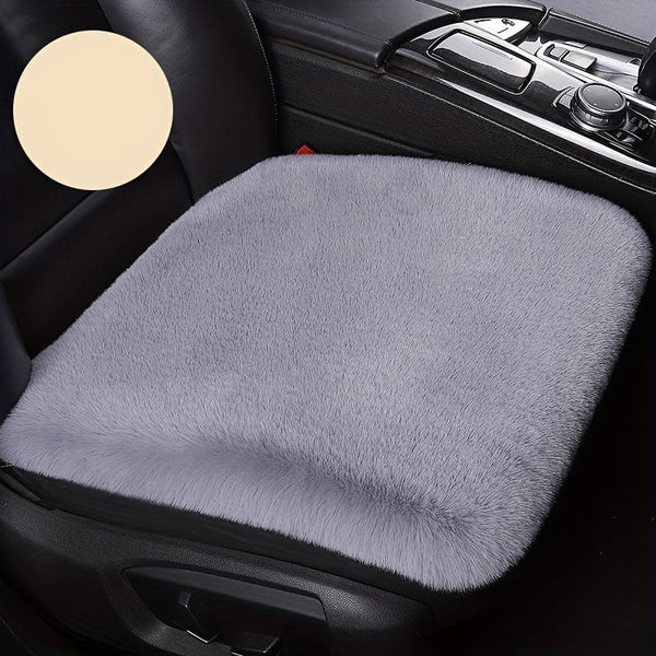 Planet Gates grey 1pc Car Seat Cushion Winter Plush Winter Warmth Thick Wool Square Cushion, Soft Wool Faux Rabbit Fur Auto Seat Covers