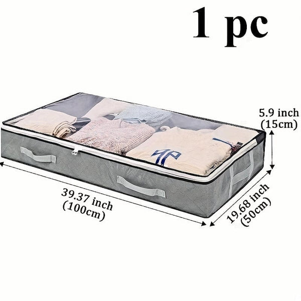 Planet Gates grey 1pc Dustproof Under Bed Storage Box with Reinforced Handles for Comforter, Blanket, Bedding, Pillow, and Toys Bedroom Accessories