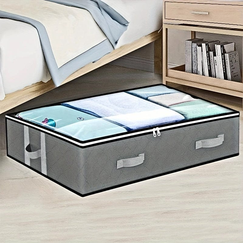 Planet Gates grey 1pc Dustproof Under Bed Storage Box with Reinforced Handles for Comforter, Blanket, Bedding, Pillow, and Toys Bedroom Accessories