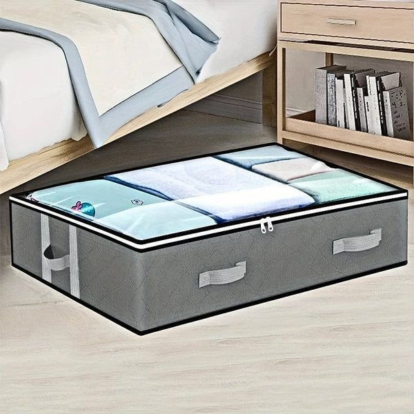 Planet Gates grey 1pc Dustproof Under Bed Storage Box with Reinforced Handles for Comforter, Blanket, Bedding, Pillow, and Toys Bedroom Accessories
