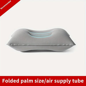 Planet Gates grey 1pc Inflatable Square Pillow, Portable Inflatable Pillow, Small Square Velvet Travel Air Pillow, Comfortable Inflatable Pillow For Office, Camping, Hiking, Car, Nap And Holiday Travel